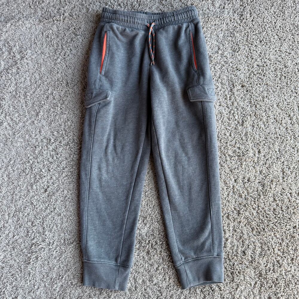Athletic Works Boys Gray Drawstring Elastic Waist Cargo Pants Medium (8)